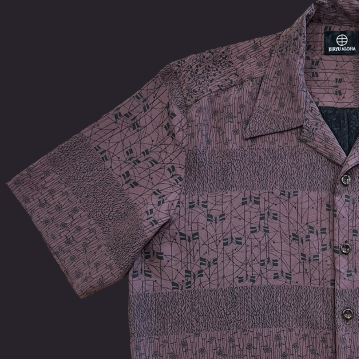 型染 段縞に草花 XXL