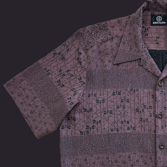 型染 段縞に草花 XXL
