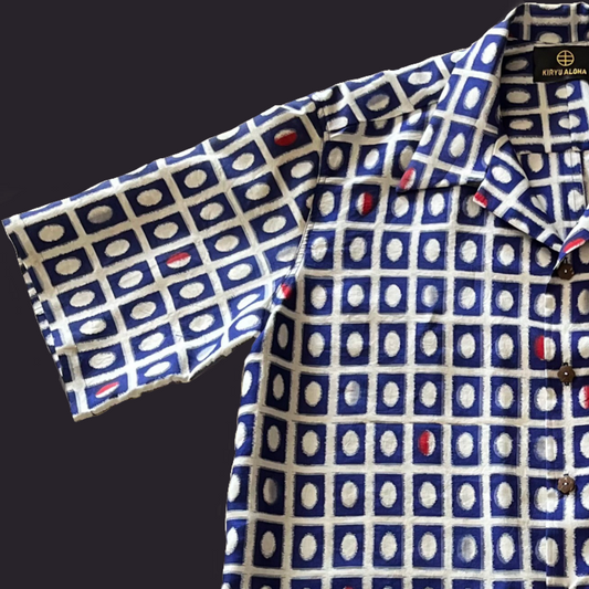 銘仙 格子に変り丸 XL