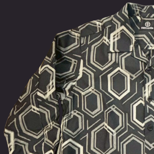 大島紬 百亀甲　L