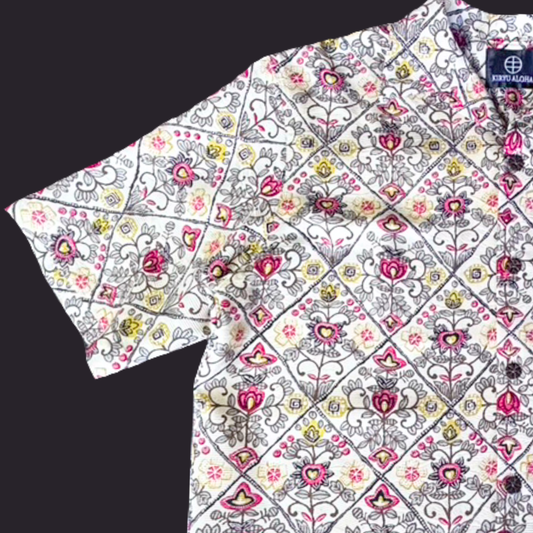 型染 花更紗菱　L