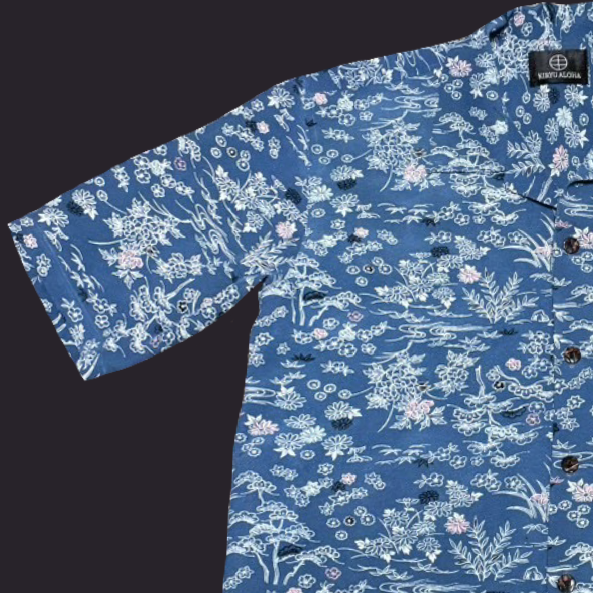 型染 紺碧流花　L