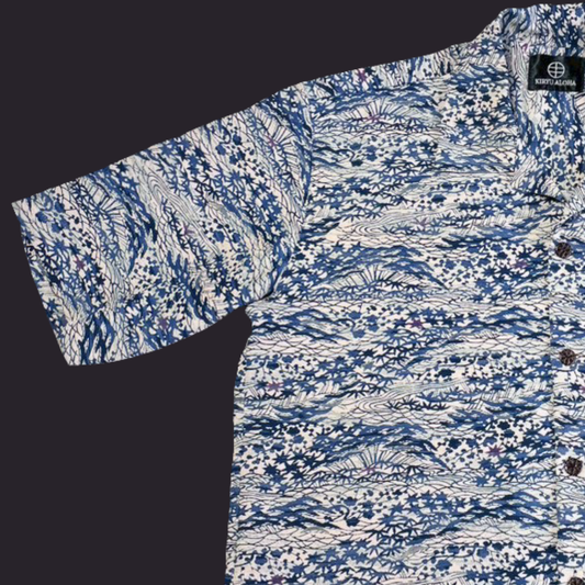 型染 藍流華文　L