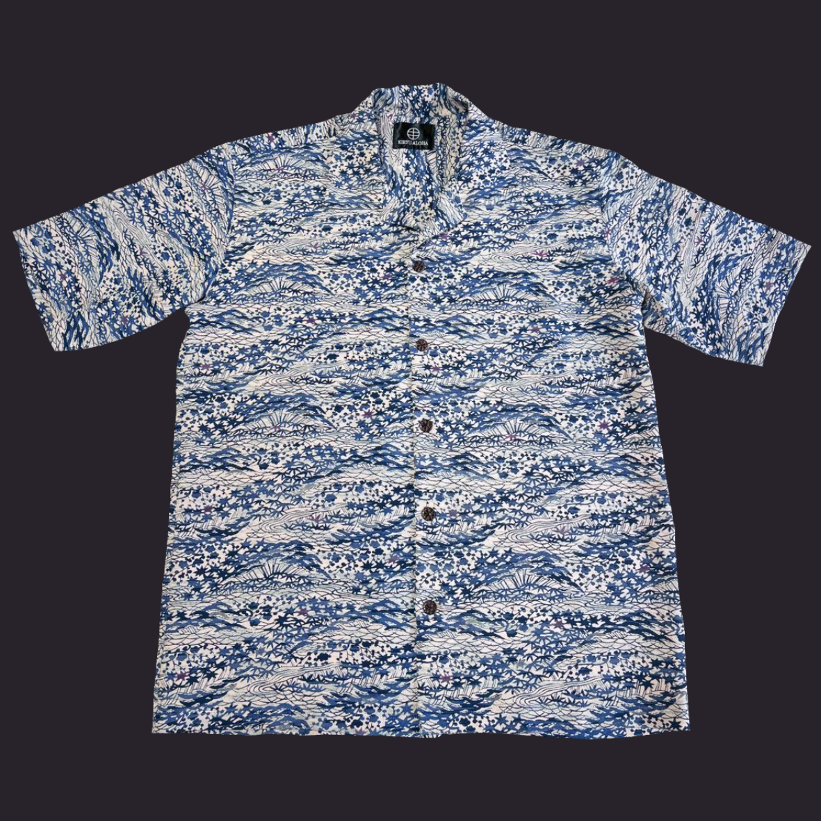 型染 藍流華文　L