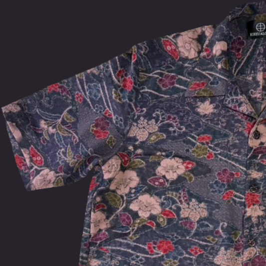 型染 風雲に辻が花　L